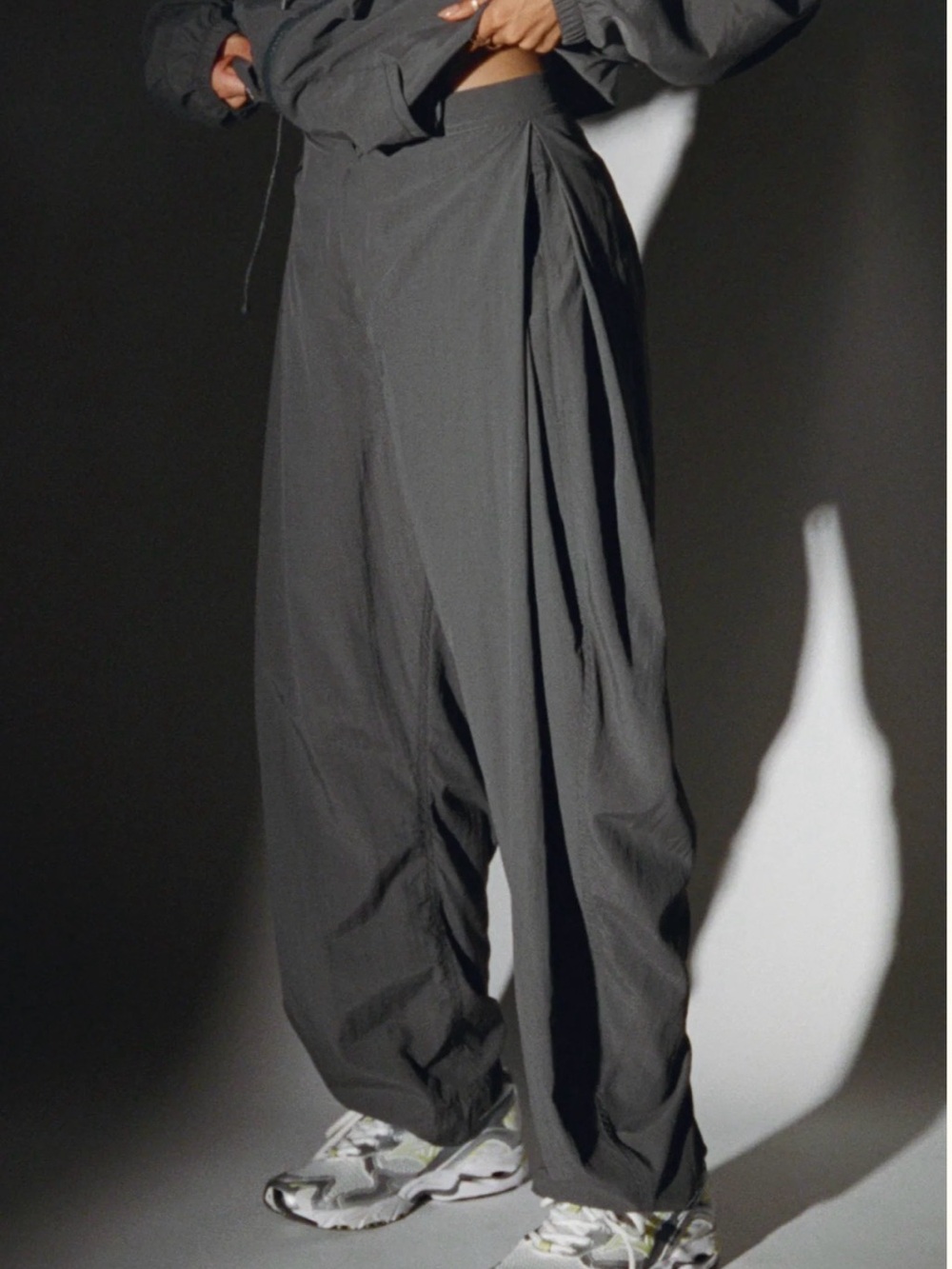 Joah Brown Charcoal Cargo-Style Relaxed Trousers